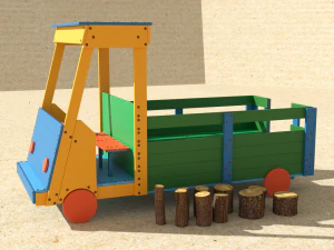 truck at the playground with stump logs 3D Model