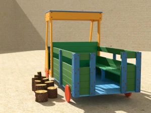 truck at the playground with stump logs 3D Model