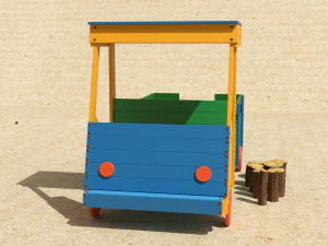 truck at the playground with stump logs 3D Model