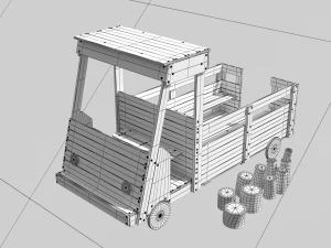 truck at the playground with stump logs 3D Model