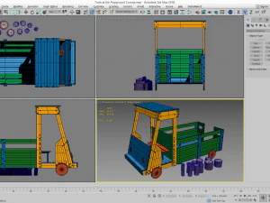 truck at the playground with stump logs 3D Model