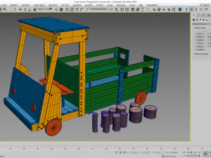 truck at the playground with stump logs 3D Model