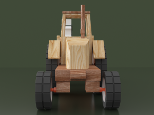 toy model tractor with trailer and horse Model 3D
