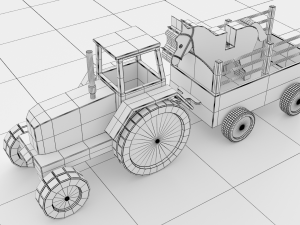 toy model tractor with trailer and horse Model 3D