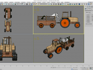 toy model tractor with trailer and horse Model 3D