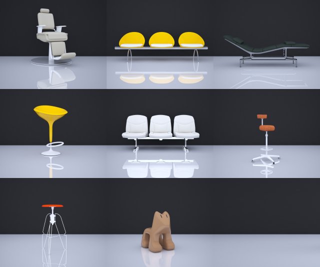 chair collection 5 3D Model .c4d .max .obj .3ds .fbx .stl .blend 