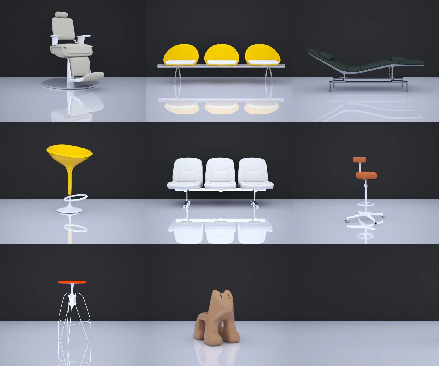 chair collection 5 3D Model .c4d .max .obj .3ds .fbx .stl .blend 
