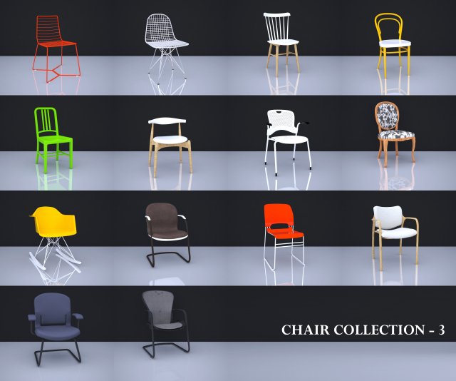 chair collection 3 3D-Modell .c4d .max .obj .3ds .fbx .stl .blend 