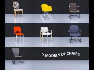 chair collection 3 3D-Modell