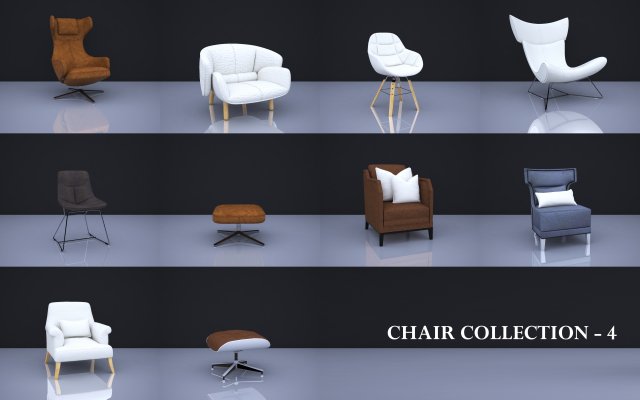 chair collection 4 Model 3D .c4d .max .obj .3ds .fbx .stl .blend 