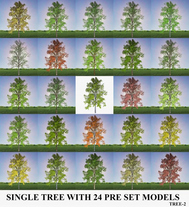 tree 2-with 24 preset materials 3D Model .c4d .max .obj .3ds .fbx .stl .blend 