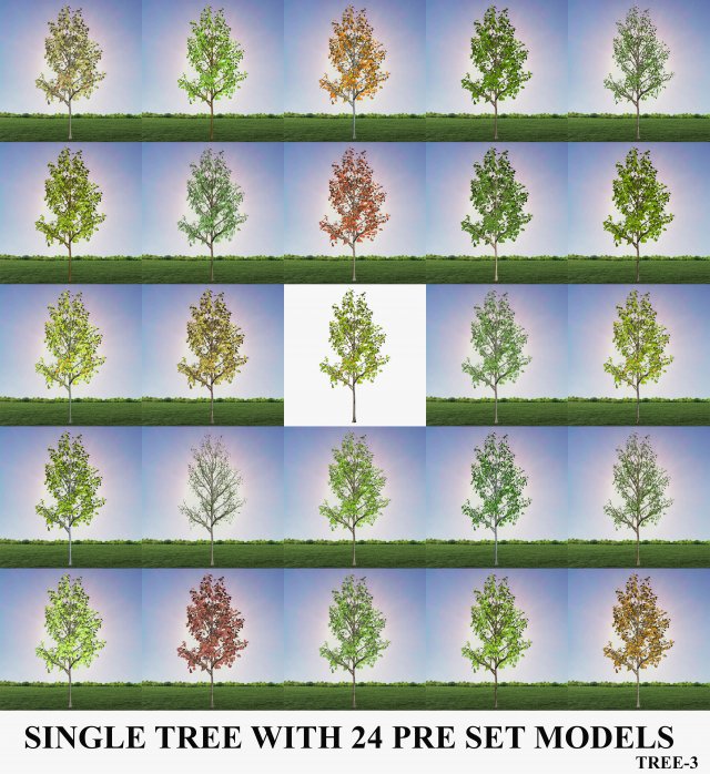 tree 3-with 24 preset materials 3D Model .c4d .max .obj .3ds .fbx .stl .blend 