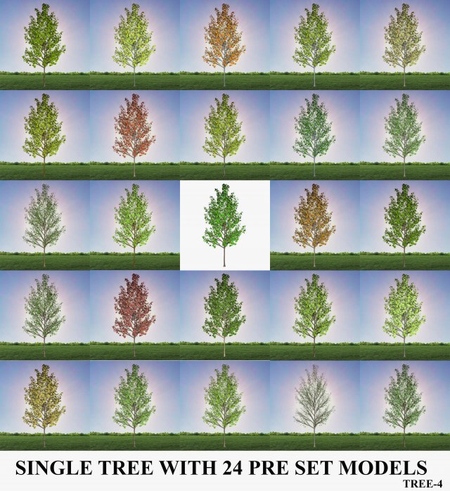 tree 4-with 24 preset materials 3Dモデル .c4d .max .obj .3ds .fbx .stl .blend 