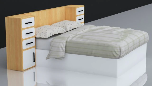 ベッド05 3Dモデル .c4d .max .obj .3ds .fbx .stl .blend 