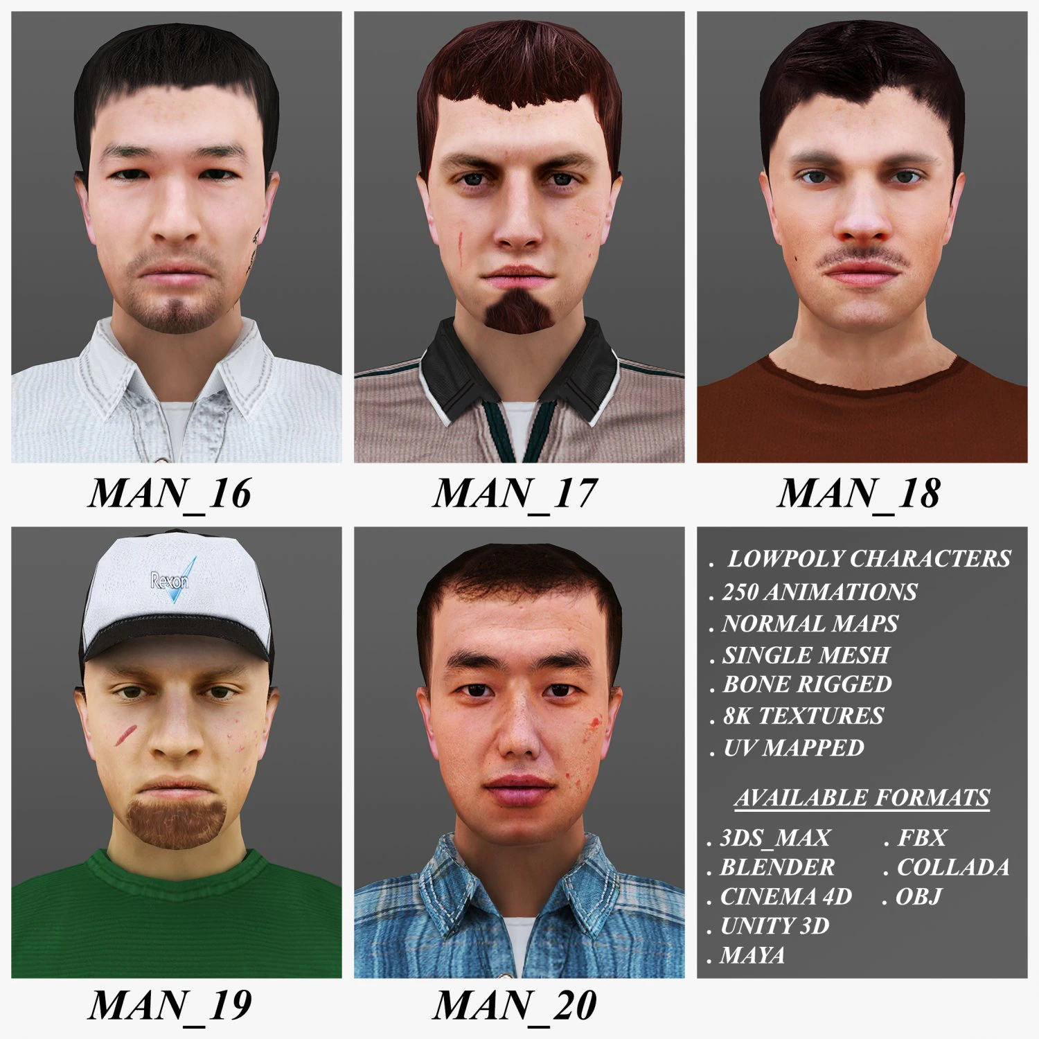 man 16 to 20 3D Model .c4d .max .obj .3ds .fbx .stl .blend