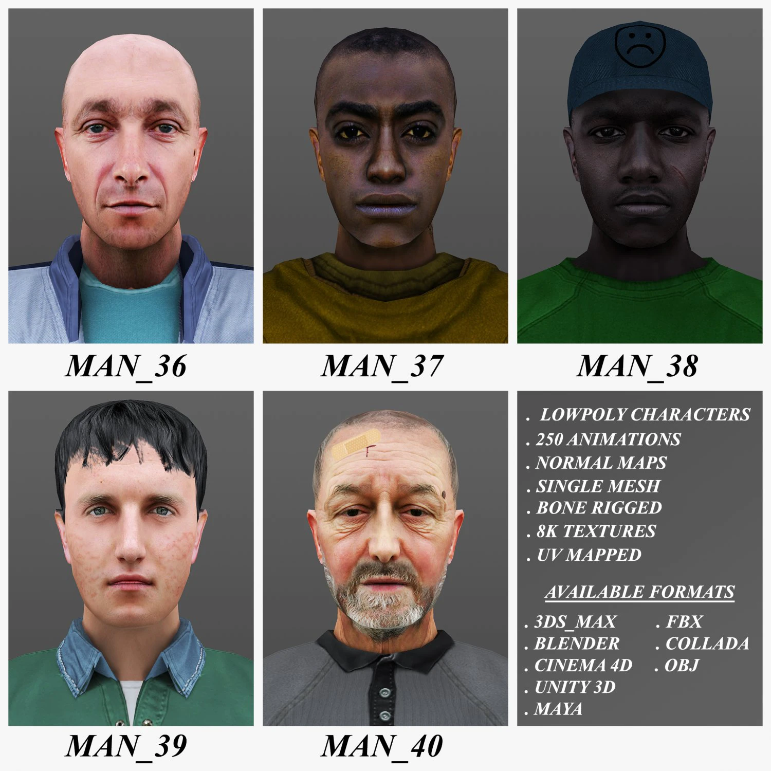 homem de 36 a 40 Modelo 3D .c4d .max .obj .3ds .fbx .stl .blend 