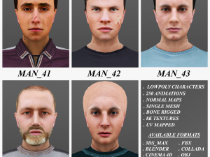 man 41 to 45 3D Model
