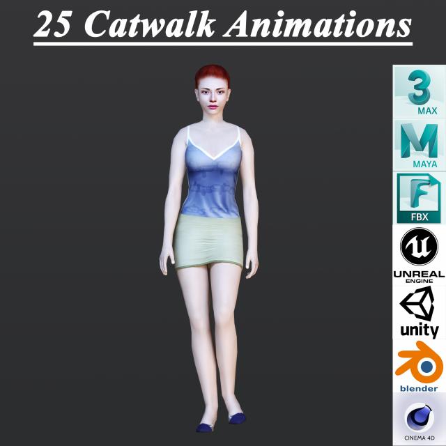 25 CATWALK ANIMATIONS 3D मॉडल .c4d .max .obj .3ds .fbx .stl .blend 