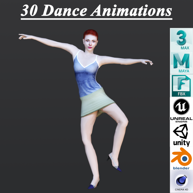 30 DANCE ANIMATIONS Modèle 3D .c4d .max .obj .3ds .fbx .stl .blend 