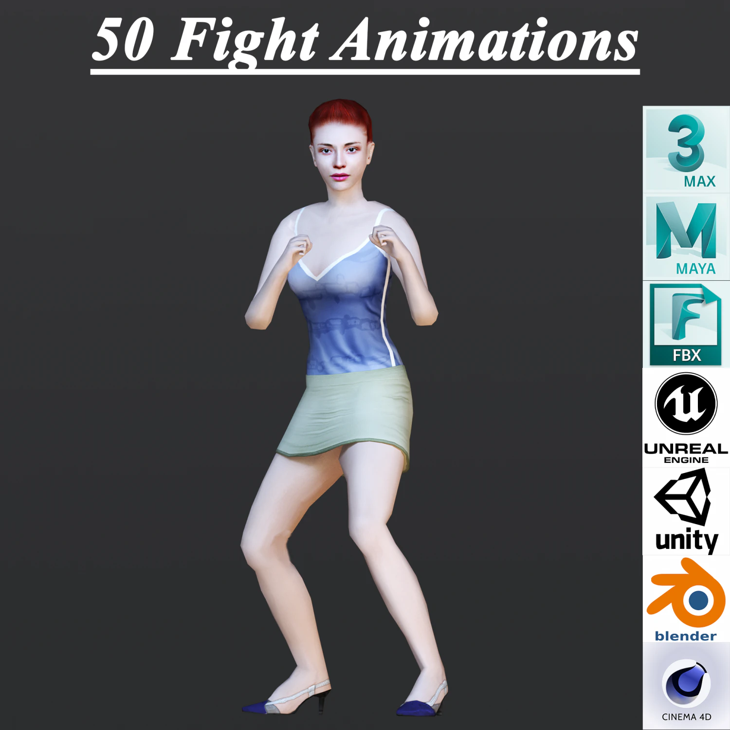 50 FIGHT ANIMATIONS 3D Model .c4d .max .obj .3ds .fbx .stl .blend 