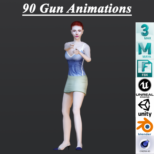 90 GUNS ANIMATIONS Modèle 3D .c4d .max .obj .3ds .fbx .stl .blend 