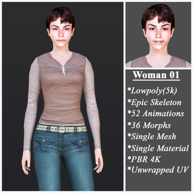 Woman 1 Model 3D .c4d .max .obj .3ds .fbx .stl .blend 
