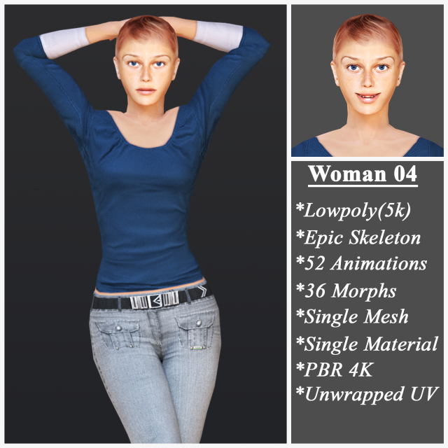 Woman 4 3D 모델 .c4d .max .obj .3ds .fbx .stl .blend 