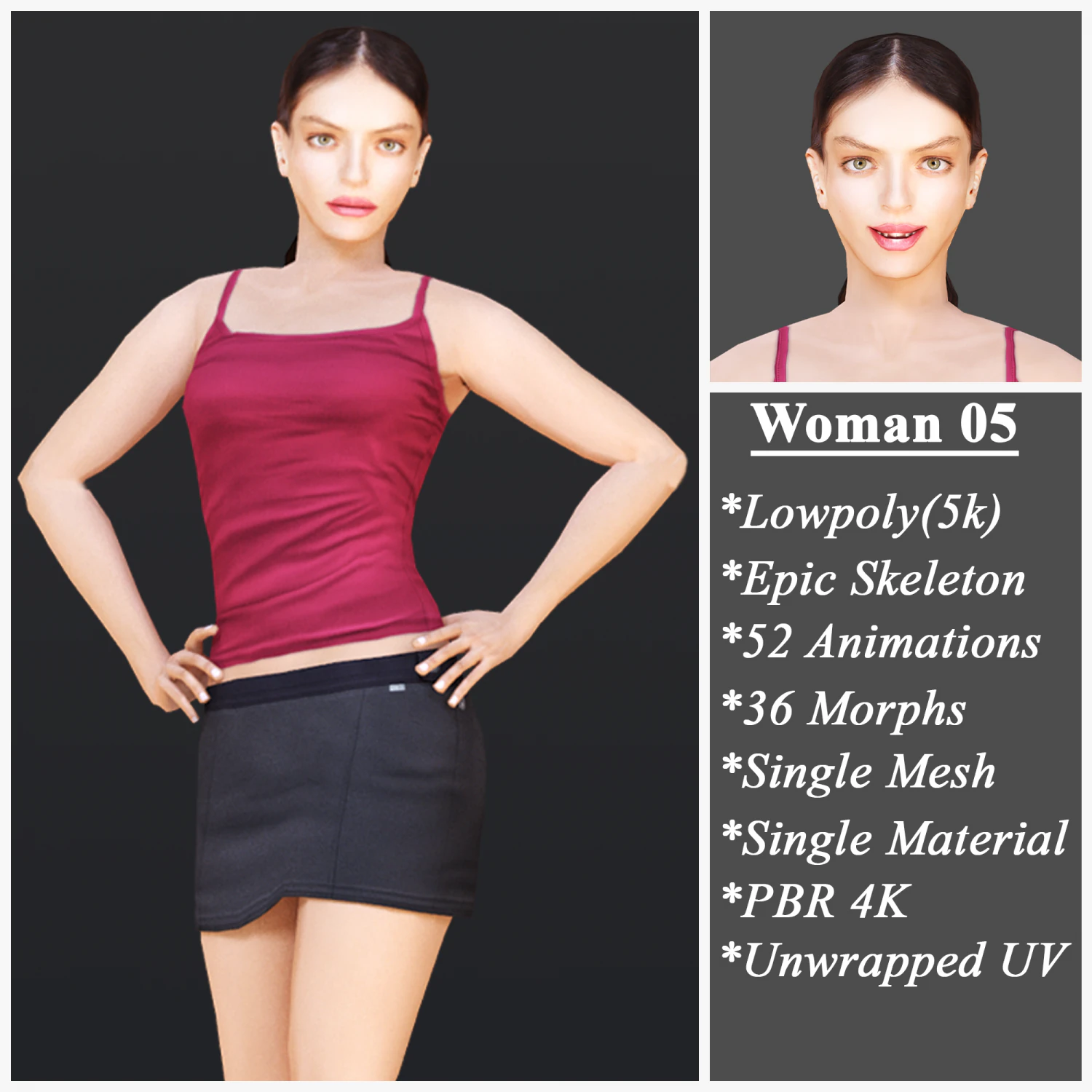 Woman 5 3D Model .c4d .max .obj .3ds .fbx .stl .blend 