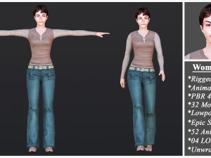 Woman 1 With 52 Animations 32 Morphs 3D Model