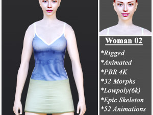 Woman 2 With 52 Animations 32 Morphs 3D Model
