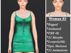 Woman 3 With 52 Animations 32 Morphs 3D Model