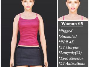 Woman 5 With 52 Animations 32 Morphs 3D Model