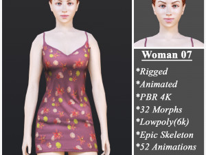 Woman 7 With 52 Animations 32 Morphs 3D Model
