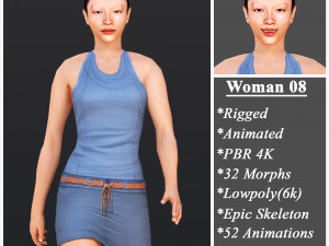 Woman 8 With 52 Animations 32 Morphs 3D Model