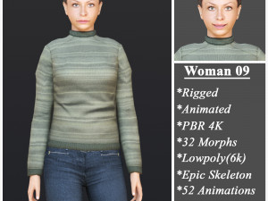 Woman 9 With 52 Animations 32 Morphs 3D Model