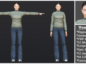 Woman 9 With 52 Animations 32 Morphs 3Dモデル