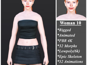 Woman 10 With 52 Animations 32 Morphs 3D Model