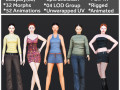 Woman 6 To 10 With 52 Animations 32 Morphs 3Dモデル