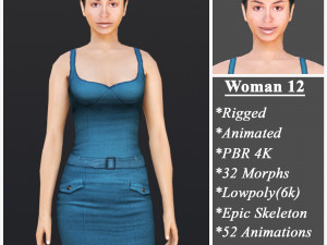 Woman 12 With 52 Animations 32 Morphs Modelo 3D