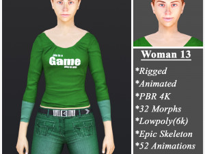 Woman 13 With 52 Animations 32 Morphs Modelo 3D