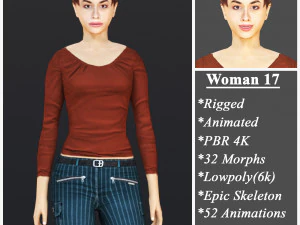 Femme 17 avec 52 animations 32 morphes Modèle 3D
