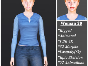 Woman 20 With 52 Animations 32 Morphs Modelo 3D