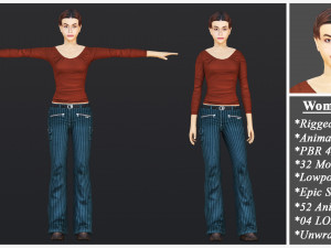 Woman 16 To 20 With 52 Animations 32 Morphs 3D Модель