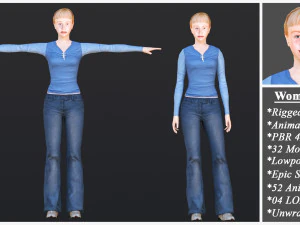 Woman 16 To 20 With 52 Animations 32 Morphs 3D Model