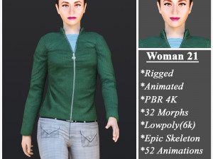 Woman 21 With 52 Animations 32 Morphs 3D Model