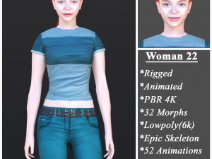 Woman 22 With 52 Animations 32 Morphs Modelo 3D