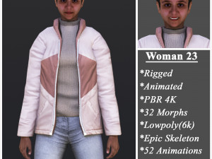 Woman 23 With 52 Animations 32 Morphs 3D Model