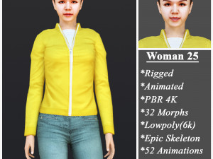 Woman 25 With 52 Animations 32 Morphs 3D Model