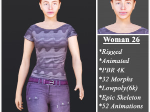 Woman 26 With 52 Animations 32 Morphs Modelo 3D