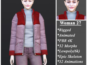 Woman 27 With 52 Animations 32 Morphs 3D Model